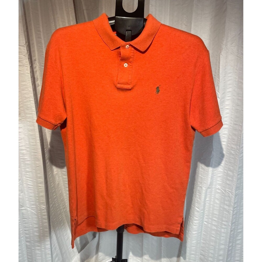 Vintage Polo Ralph Lauren Mens M Heather Orange Cotton Polo Small Pony Preppy